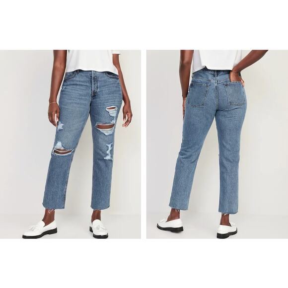 OLD NAVY NWT High Rise Slouchy Straight Secret Slim Pockets Denim Jean // 12 - Picture 9 of 9